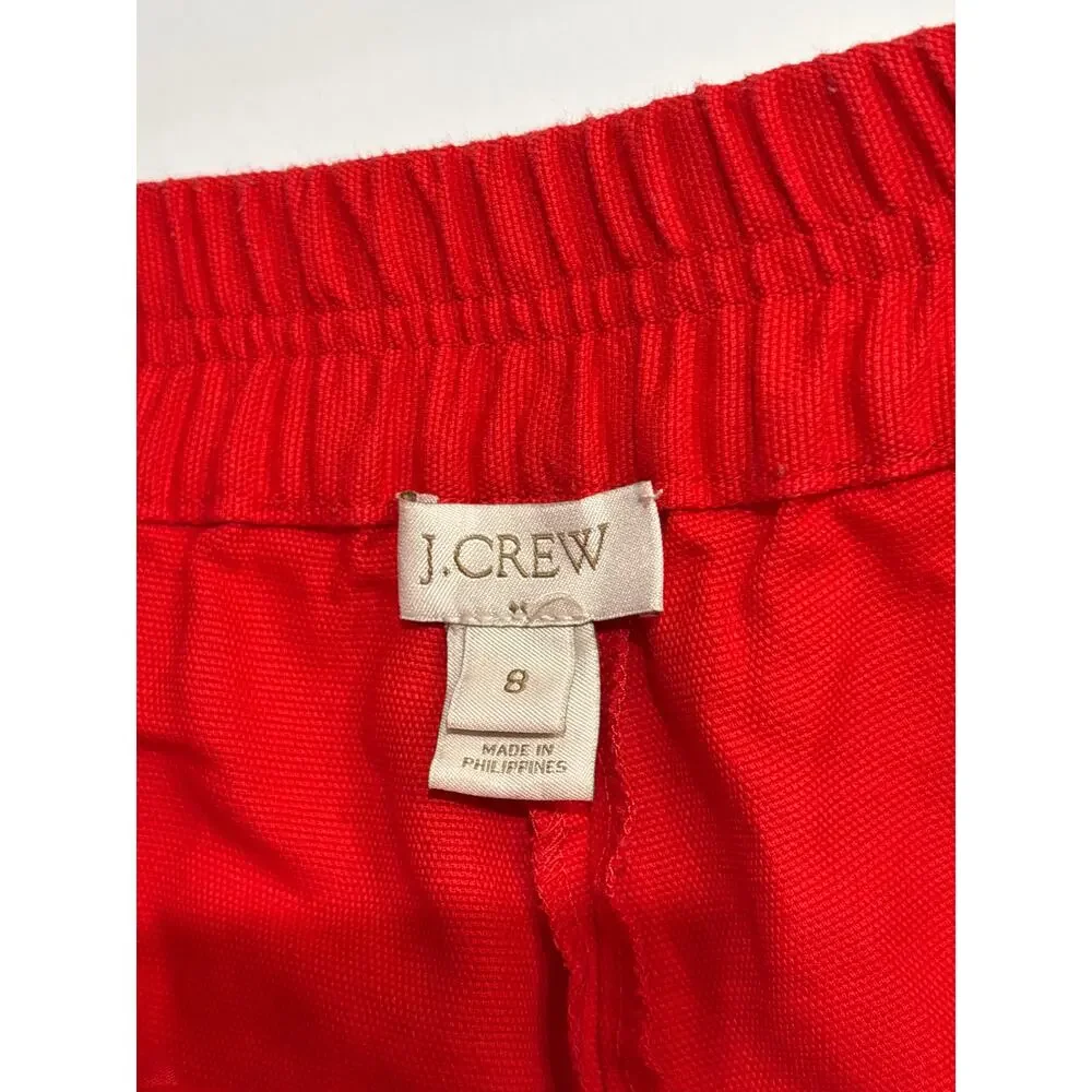 J. Crew Factory Bright Red Cotton-Linen Blend Shorts